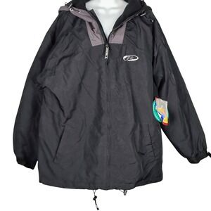 Vintage Spalding Top Flite Black Gray Bioclimatic Fleece Lined Hooded Jacket XL